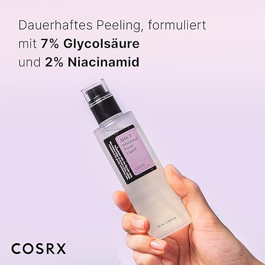 COSRX AHA 7 Whitehead Power Liquid, 100 ml, Whitehead Remover, Glycolsäure 7%, AHA Peeling, Porenminimizer, koreanische Hautpflege, frei von Tierversuchen, Parabenen