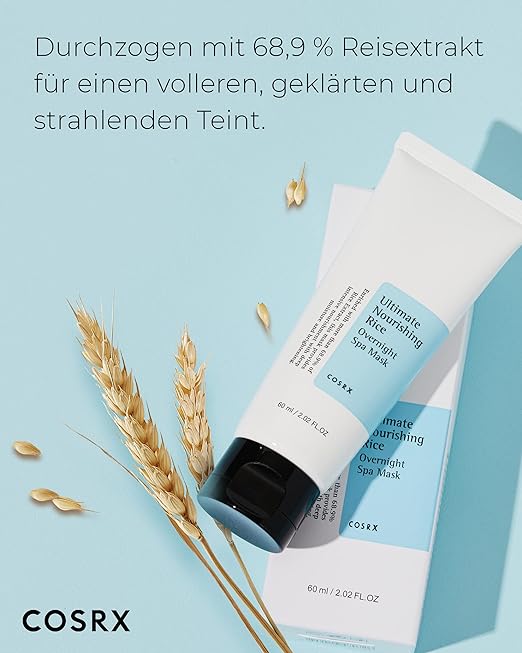COSRX Gesichtsmaske Ultimate Nourishing Rice Overnight Spa Mask | Feuchtigkeitscreme mit 68% Reis-Extrakt und 2% Niacinamid | für alle Hauttypen | Vegan, tierversuchsfrei | Korean Skincare