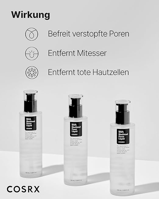 COSRX BHA 4% Blackhead Power Liquid | Peeling Toner gegen unreine Haut | Anti Mitesser & Anti Pickel Gesichtswasser mit 2% Niacinamid | für alle Hauttypen | Vegan, tierversuchsfrei | Korean Skincare