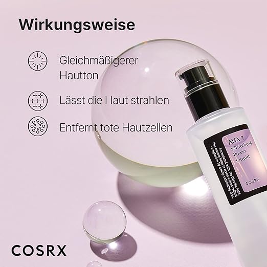 COSRX AHA 7 Whitehead Power Liquid, 100 ml, Whitehead Remover, Glycolsäure 7%, AHA Peeling, Porenminimizer, koreanische Hautpflege, frei von Tierversuchen, Parabenen