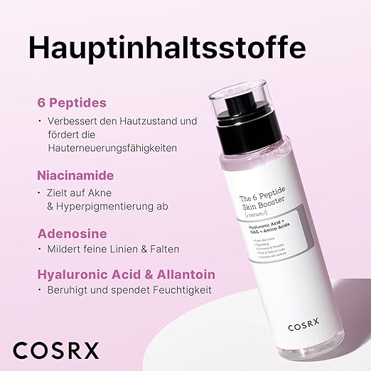 COSRX 6X Peptide Collagen Booster Toner Serum 150mL/5.07 Fl.Oz, Hauterneuerndes Booster-Serum, Niacinamid & Hyaluronsäure für alle Hauttypen, Korean Skincare, Parabenfrei