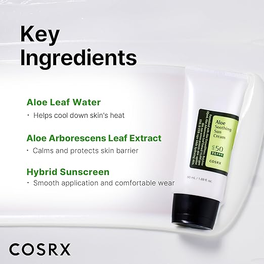 COSRX Aloe Soothing Sun Cream LSF 50, Feuchtigkeitsspendende Sonnencreme mit Aloe Vera, für alle Hauttypen, Gesicht & Körper, Korean Skincare