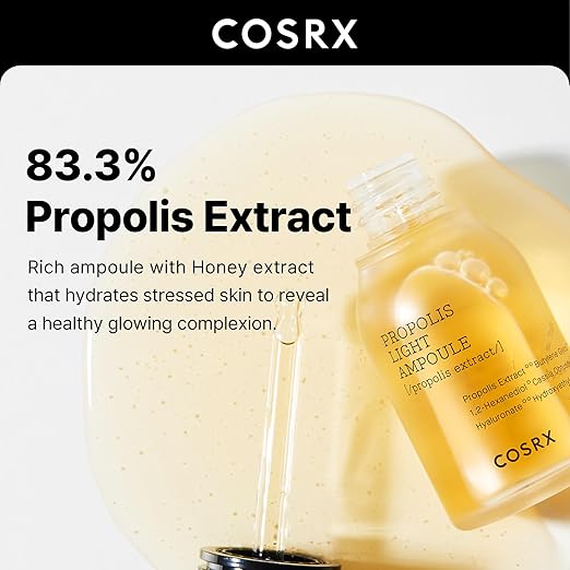COSRX Propolis Ampoule, Glow Boosting Serum for Face with 73.5% Propolis Extract,30ml, Hydrating Essence for Sensitive Skin, Fine Lines, Uneven Skintone, Korean Skincare