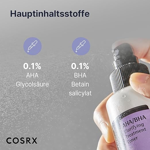 COSRX AHA/BHA Clarifying Treatment Toner | Peeling-Gesichtswasser für ebenmäßige Haut | Anti Mitesser & Anti Pickel | Poren Verkleinern | für alle Hauttypen | Vegan,tierversuchsfrei | Korean Skincare