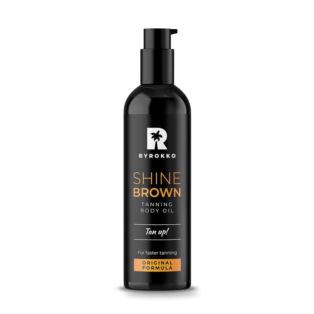 BYROKKO Shine Brown Premium Bräunungsbeschleuniger-Öl (150 ml), XXL Bräunungsbeschleuniger für Solarium & Außensonne, Bräune mit natürlichen Zutaten. Kokosnussöl, Walnussöl, Haselnussöl, Alle