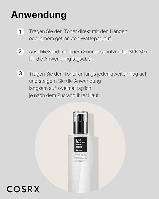 COSRX BHA 4% Blackhead Power Liquid | Peeling Toner gegen unreine Haut | Anti Mitesser & Anti Pickel Gesichtswasser mit 2% Niacinamid | für alle Hauttypen | Vegan, tierversuchsfrei | Korean Skincare