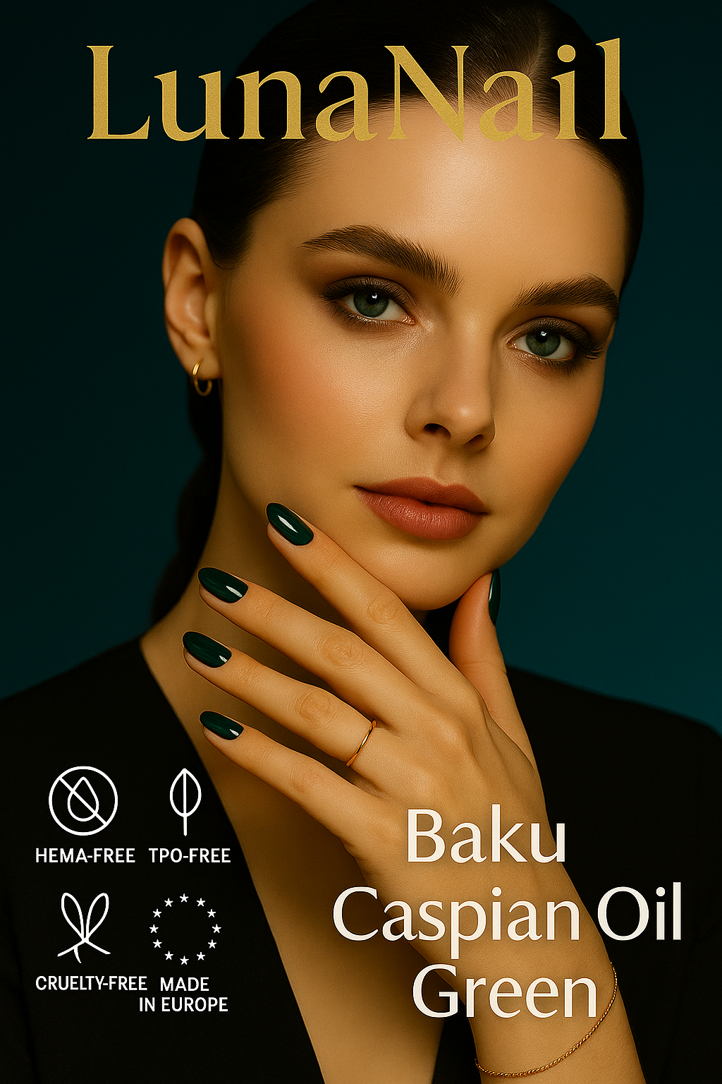 HEMA Free Pro Gel Nail Polish – Hypoallergenic & TPO Free UV LED Soak Off Gel | Long-Lasting Salon Quality, Clean Beauty, Non-Toxic & Damage Free | (Baku Caspian Oil Green)