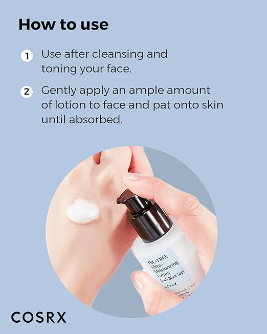 COSRX Ölfreie Ultra Moisturizing Lotion mit Birkensaft, 100ml, Eine extrem feuchtigkeitsspendende Tagespflege für Tag und Nacht zu empfehlen, Hypoallergen, dermatologisch getestet, Cruelty Free