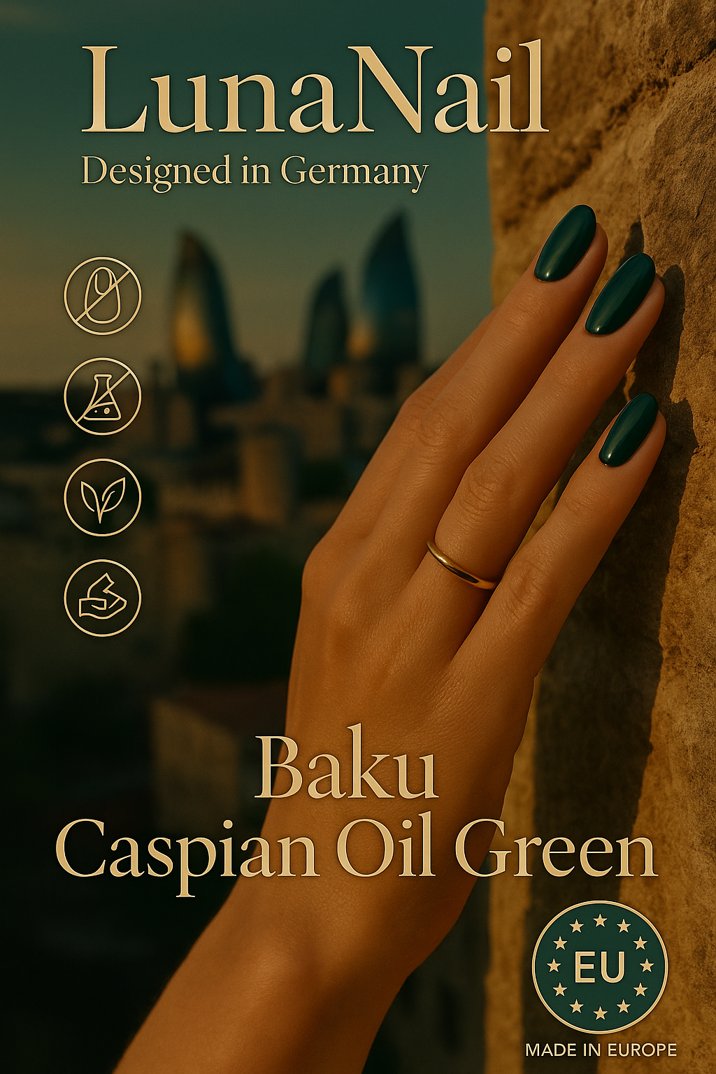 HEMA Free Pro Gel Nail Polish – Hypoallergenic & TPO Free UV LED Soak Off Gel | Long-Lasting Salon Quality, Clean Beauty, Non-Toxic & Damage Free | (Baku Caspian Oil Green)