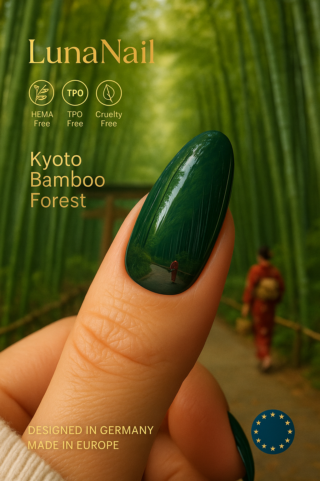 HEMA Free Pro Gel Nail Polish – Hypoallergenic & TPO Free UV LED Soak Off Gel | Long-Lasting Salon Quality, Clean Beauty, Non-Toxic & Damage Free | (Kyoto Bamboo Forest)