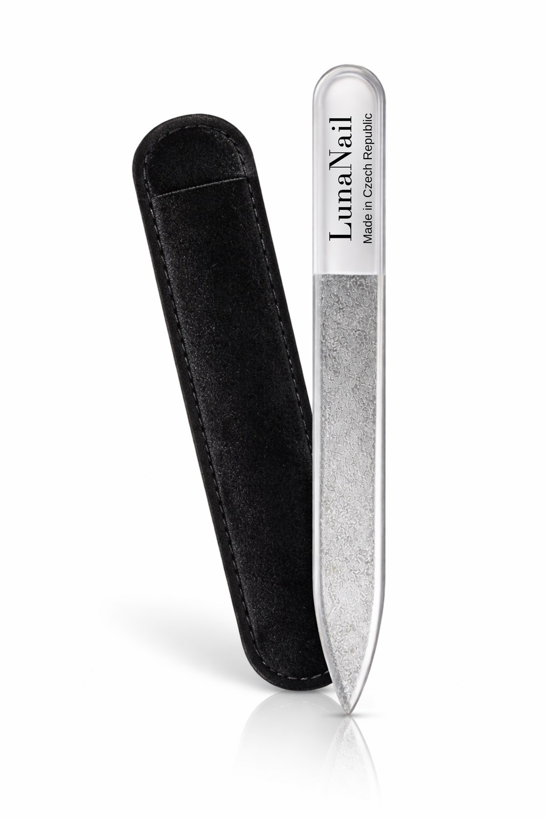 Czech Glass Nail File & Buffer 2-in-1 with Velvet Case | Dual-Sided Bohemian Crystal | Keratin-Sealing Technology | Mirror-Shine Finish for Natural Nails