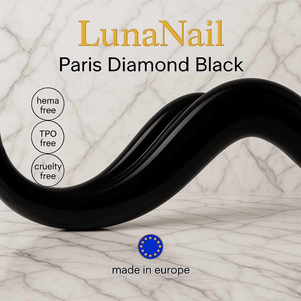 HEMA Free Pro Gel Nail Polish – Hypoallergenic & TPO Free UV LED Soak Off Gel | Long-Lasting Salon Quality, Clean Beauty, Non-Toxic & Damage Free | (Paris Diamond Black)